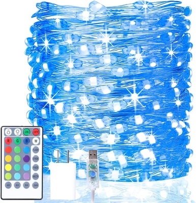 Bedroom IP67 Led Fairy Lights Plug In Colors Changing String Lights With Remote Control