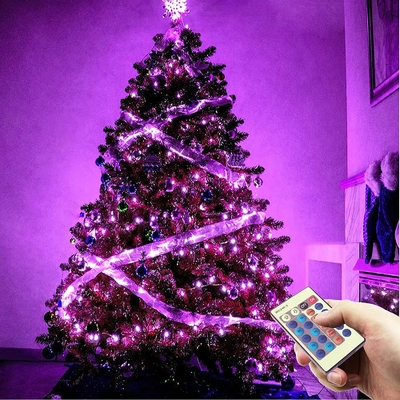 Dimmable Purple Fairy Lights Plug in Super Long Twinkle String Lights with Remote Waterproof for Christmas