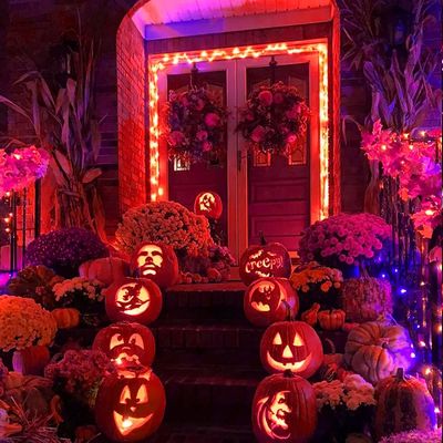 8 Modes Orange Halloween String Lights Green Wire 70m 3.7V Battery