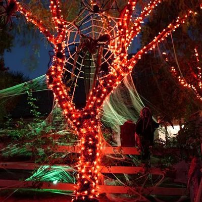 8 Modes Orange Halloween String Lights Green Wire 70m 3.7V Battery